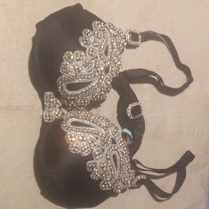 Marciano Elegant Black Bra with Silver Accents, Size 32B